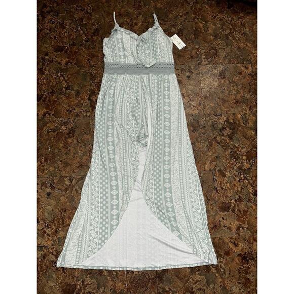 No Boundaries Juniors Ruffle Walk Through Maxi Romper Size XXL Jade Delight NWT - Picture 2 of 6